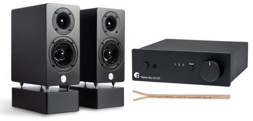 AQ Audio set Pro-Ject Stereo Box S3 BTb+ WRS MM2 black passive +reprokabel AQ 615 2x1,5mm2
